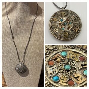Vintage Himalayan Mantra Mandala Necklace